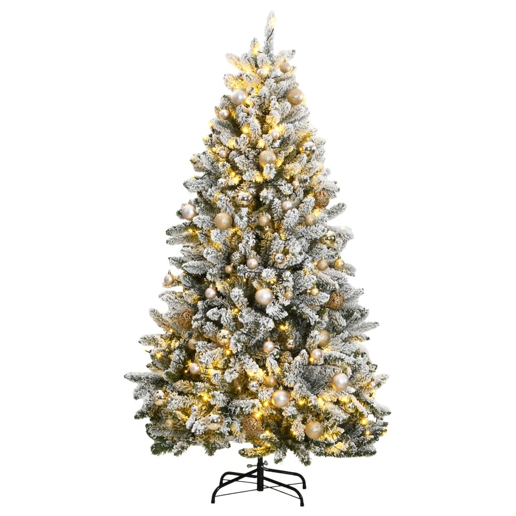 Artificial Hinged Christmas Tree 300 LEDs & Ball Set 82.7"