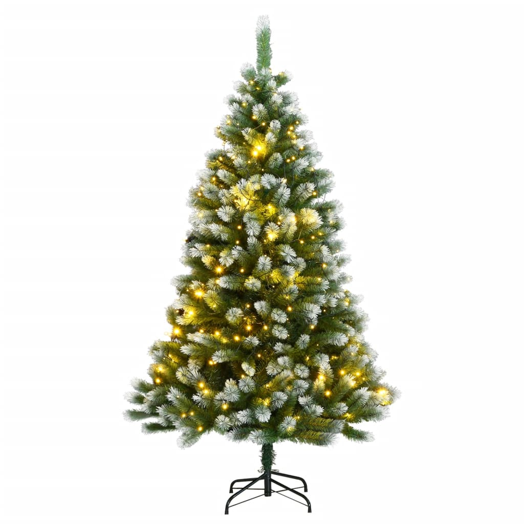 Artificial Hinged Christmas Tree 150 LEDs & Flocked Snow 59.1"