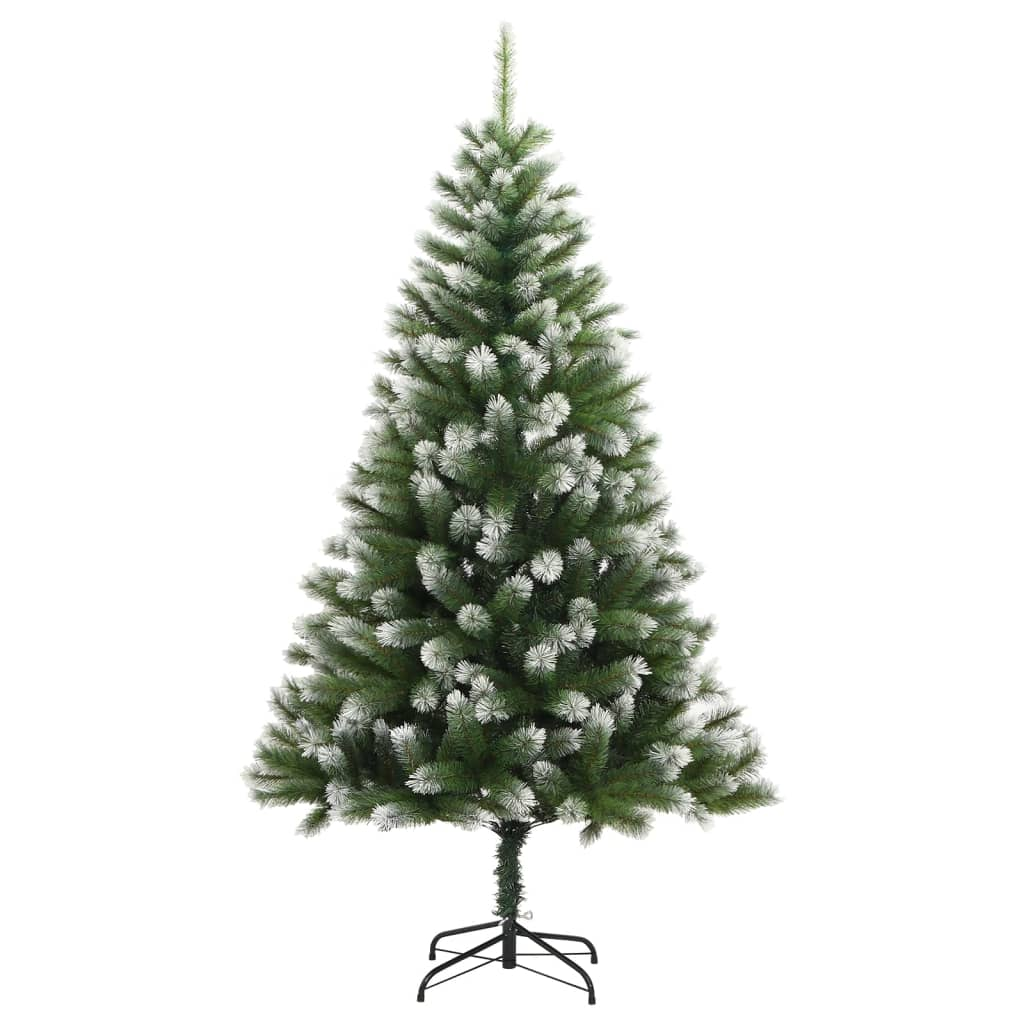 Artificial Hinged Christmas Tree 150 LEDs & Flocked Snow 59.1"