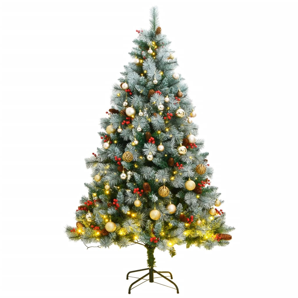 Artificial Hinged Christmas Tree 300 LEDs & Ball Set 82.7"