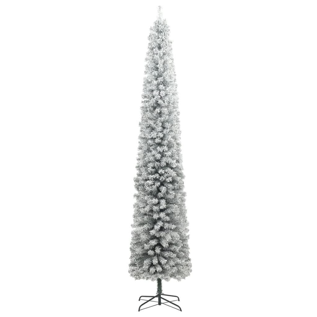 Slim Christmas Tree 300 LEDs & Ball Set & Flocked Snow 106.3"