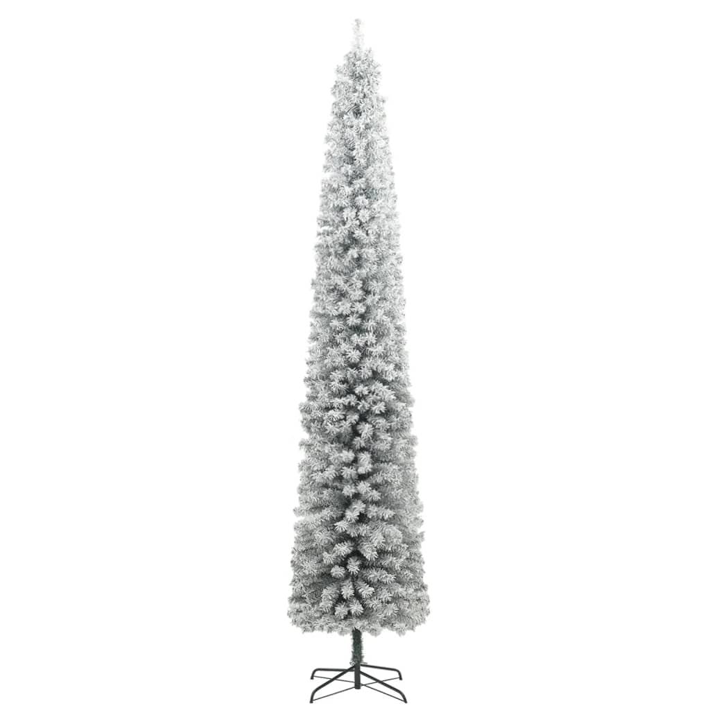 Slim Christmas Tree 300 LEDs & Ball Set & Flocked Snow 118.1"