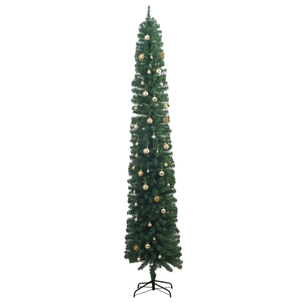 vidaXL Slim Christmas Tree 300 LEDs & Ball Set 106.3"