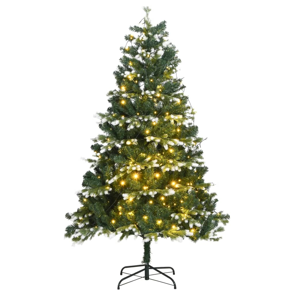 Artificial Hinged Christmas Tree 300 LEDs & Flocked Snow 82.7"