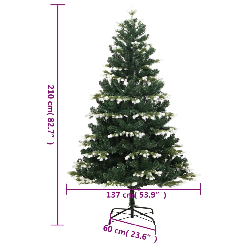 Artificial Hinged Christmas Tree 300 LEDs & Flocked Snow 82.7"