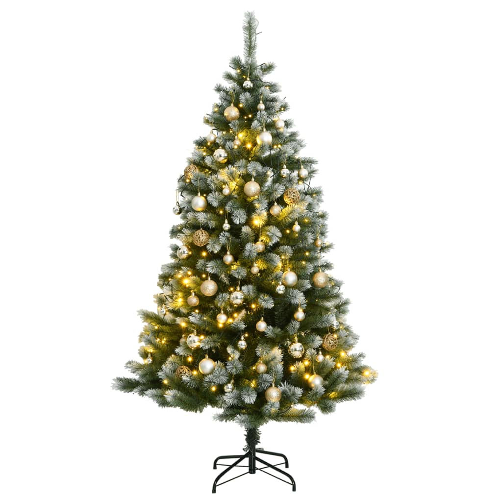 Artificial Hinged Christmas Tree 150 LEDs & Ball Set 59.1"