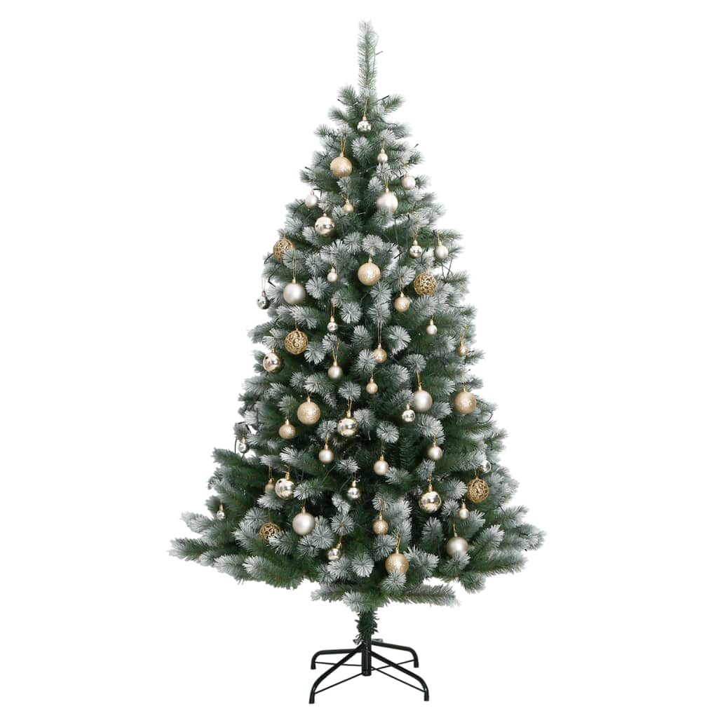 Artificial Hinged Christmas Tree 150 LEDs & Ball Set 59.1"