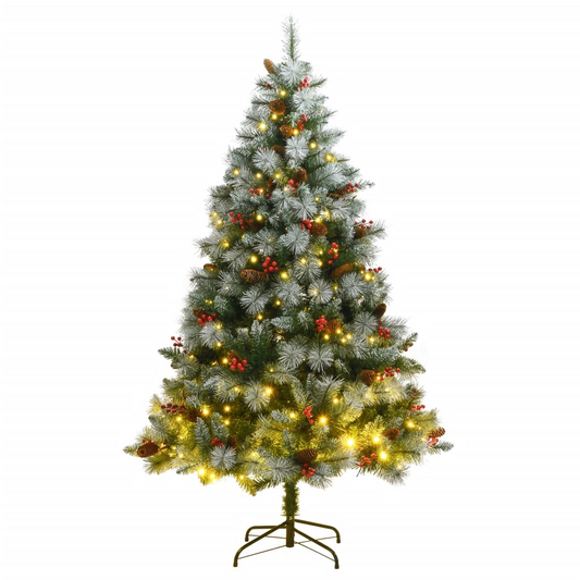 vidaXL Artificial Hinged Christmas Tree 300 LEDs 82.7"