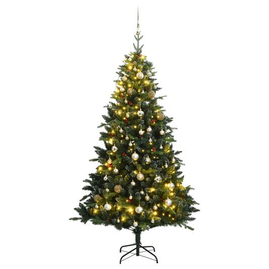 Artificial Hinged Christmas Tree 150 LEDs & Ball Set 59.1"