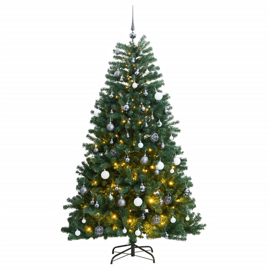 Artificial Hinged Christmas Tree 150 LEDs & Ball Set 59.1"