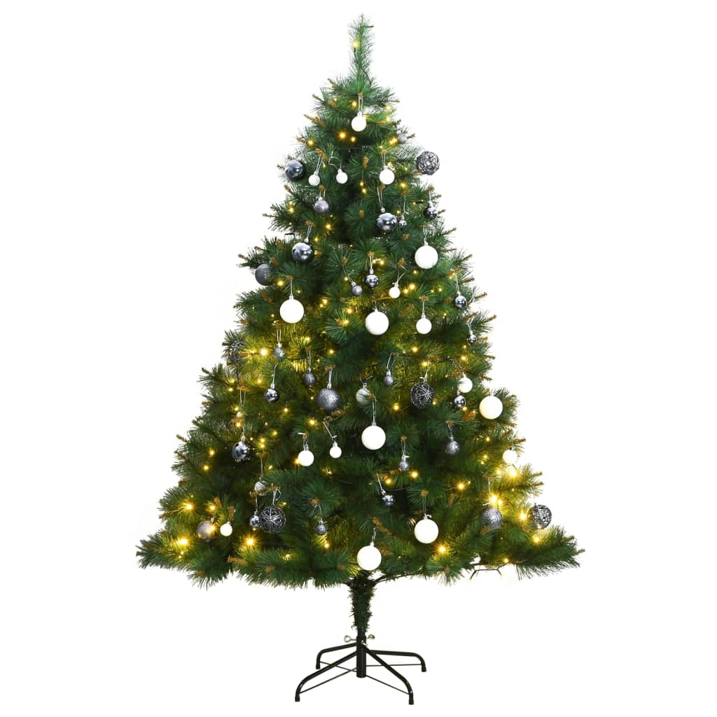 Artificial Hinged Christmas Tree 300 LEDs & Ball Set 82.7"