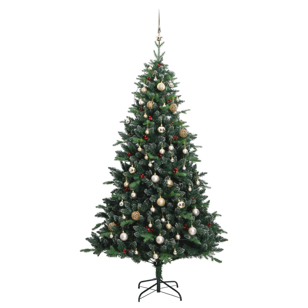 Artificial Hinged Christmas Tree 300 LEDs & Ball Set 82.7"