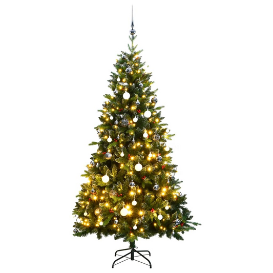 Artificial Hinged Christmas Tree 300 LEDs & Ball Set 82.7"