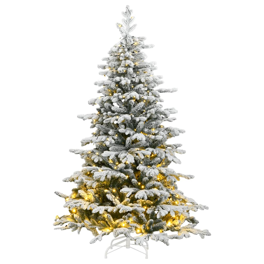 Artificial Hinged Christmas Tree 300 LEDs & Flocked Snow 82.7"