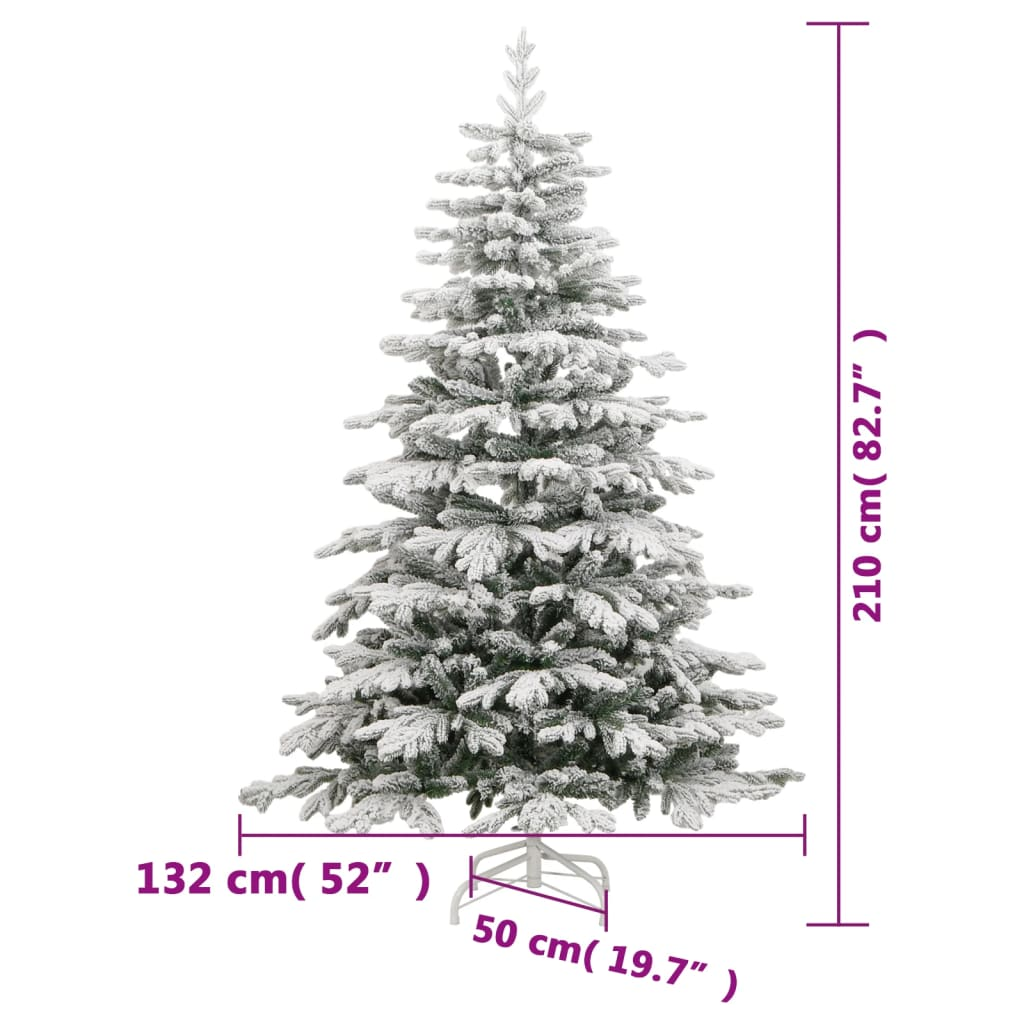 Artificial Hinged Christmas Tree 300 LEDs & Flocked Snow 82.7"