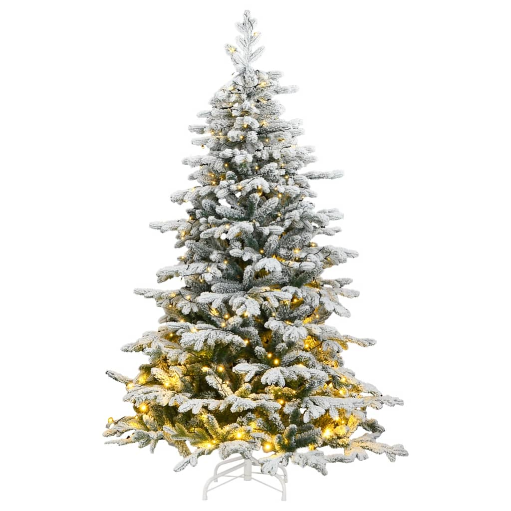 Artificial Hinged Christmas Tree 300 LEDs & Flocked Snow 70.9"