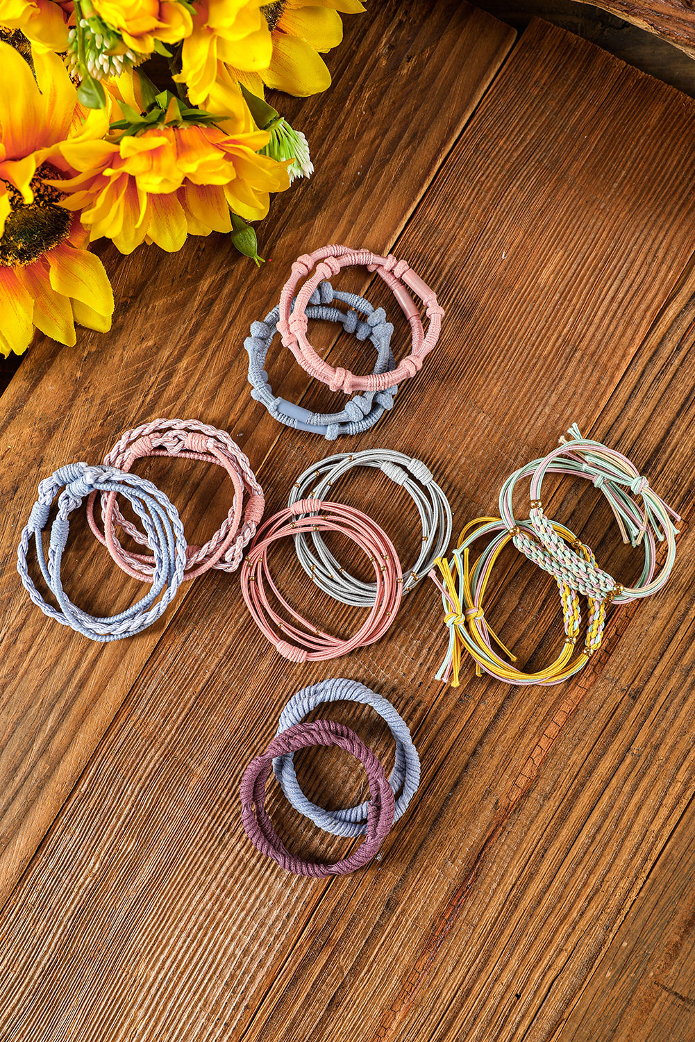 10pcs Pink Knotted Hair Ties