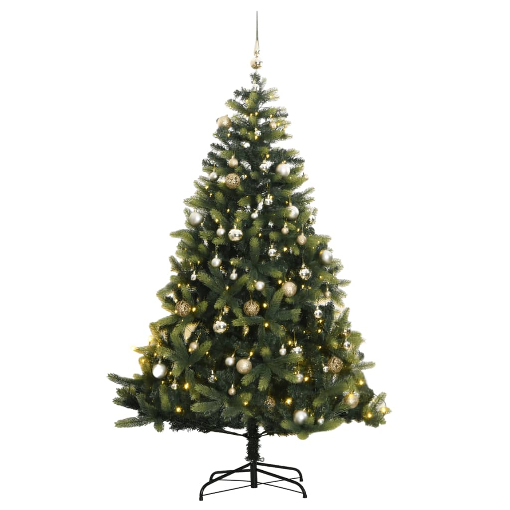 Artificial Hinged Christmas Tree 150 LEDs & Ball Set 59.1"