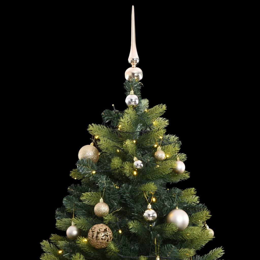 Artificial Hinged Christmas Tree 150 LEDs & Ball Set 59.1"