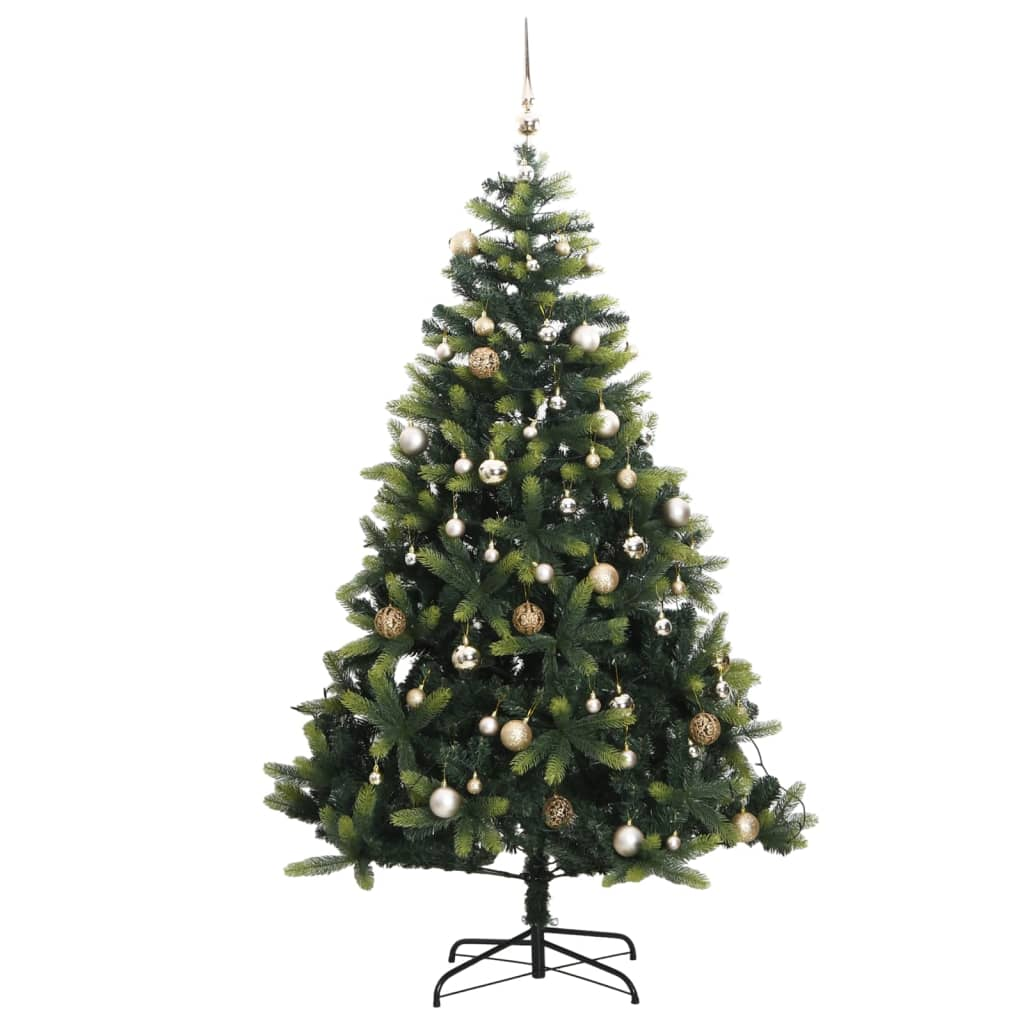 Artificial Hinged Christmas Tree 150 LEDs & Ball Set 59.1"