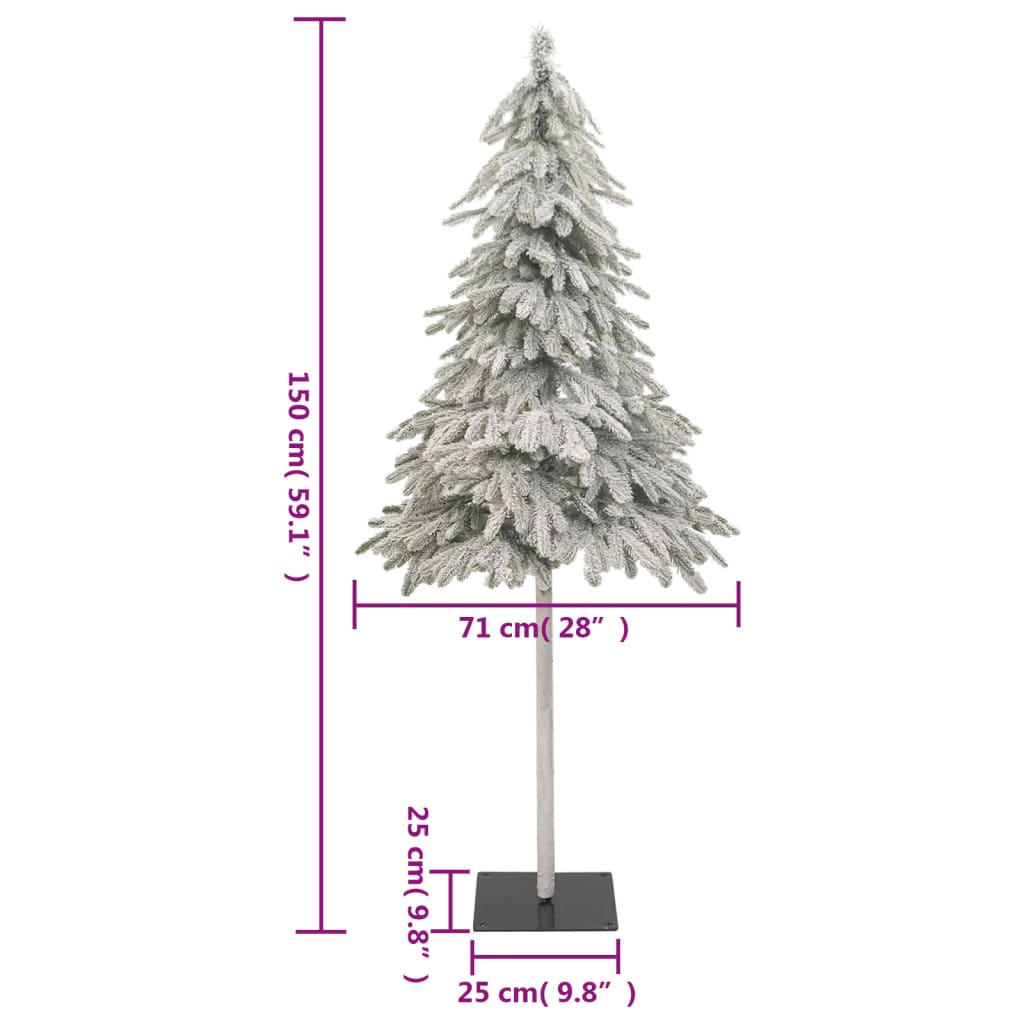 vidaXL Artificial Christmas Tree 150 LEDs & Flocked Snow 59.1"