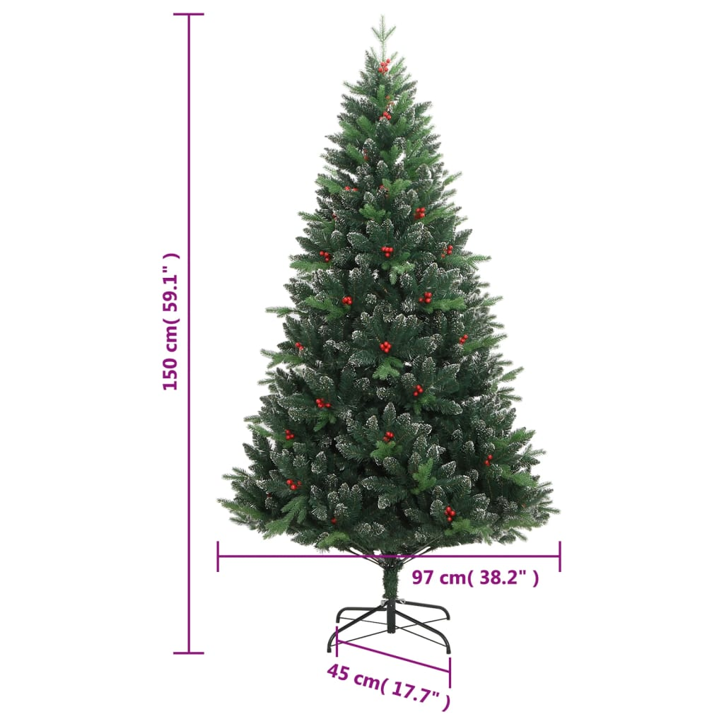 vidaXL Artificial Hinged Christmas Tree 150 LEDs 59.1"