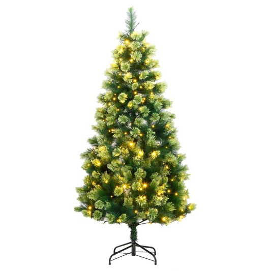 vidaXL Artificial Hinged Christmas Tree 150 LEDs 59.1"