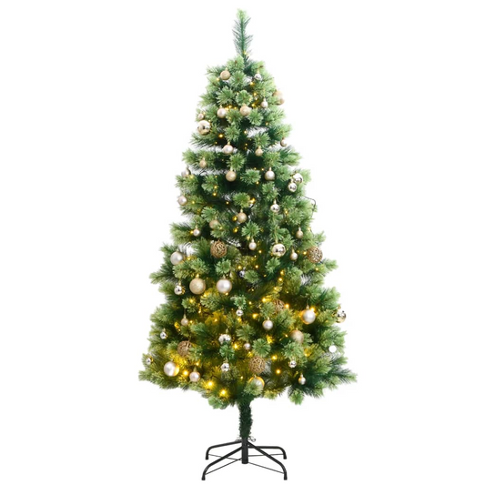 Artificial Hinged Christmas Tree 150 LEDs & Ball Set 59.1"