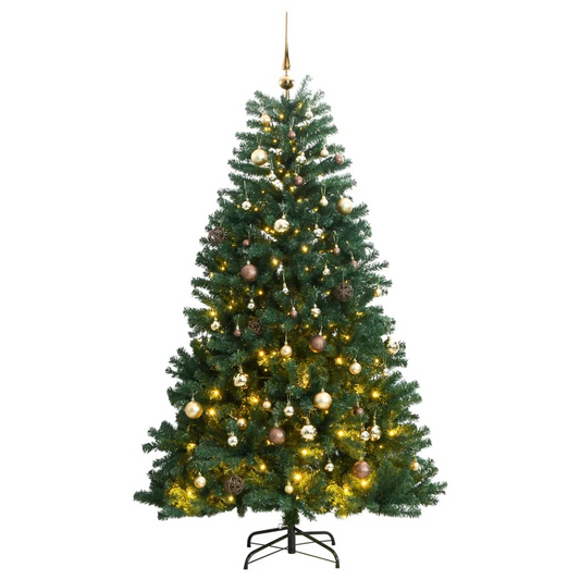 Artificial Hinged Christmas Tree 150 LEDs & Ball Set 47.2"