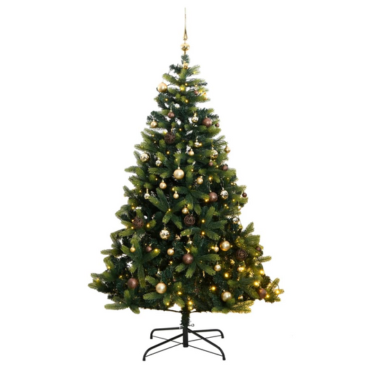 Artificial Hinged Christmas Tree 150 LEDs & Ball Set 59.1"