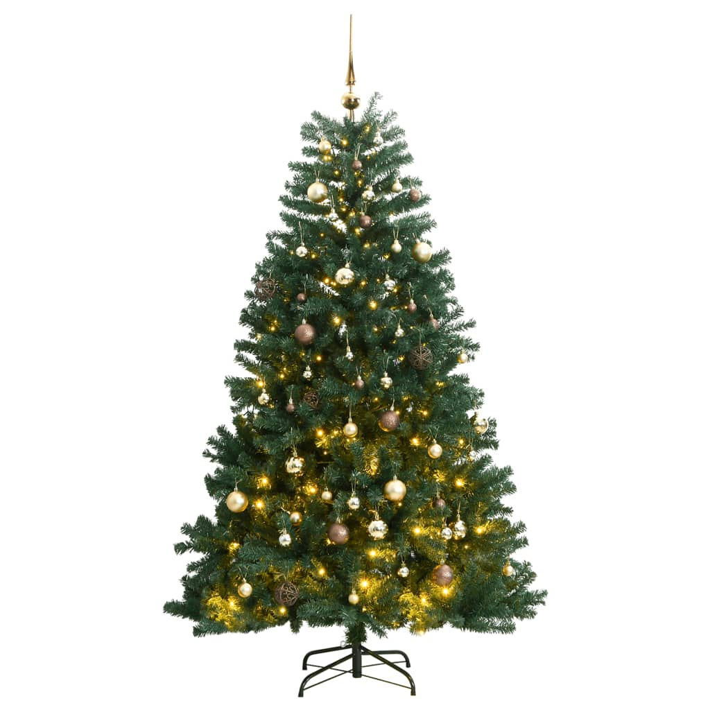 Artificial Hinged Christmas Tree 150 LEDs & Ball Set 59.1"