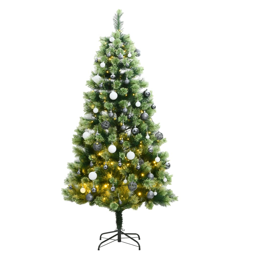 Artificial Hinged Christmas Tree 150 LEDs & Ball Set 59.1"