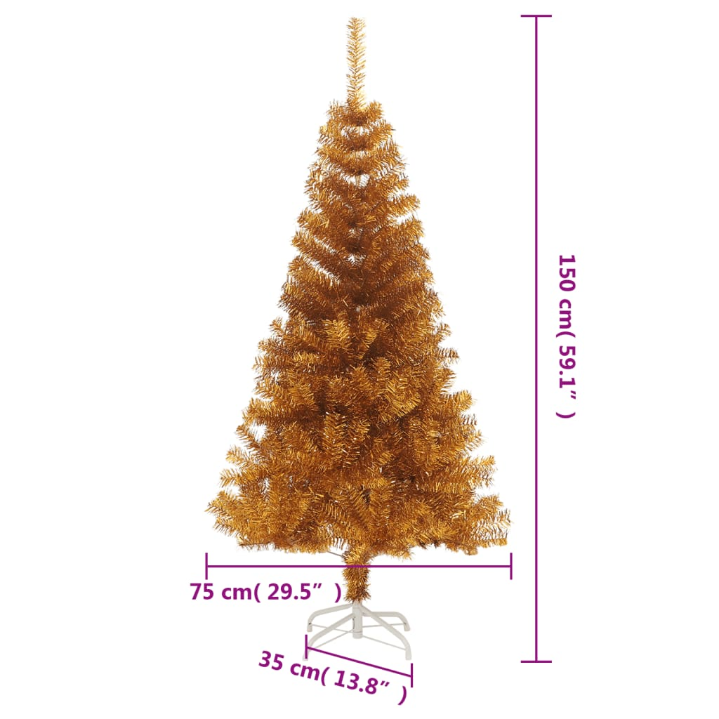 Artificial Christmas Tree with Stand Gold 5 ft PET