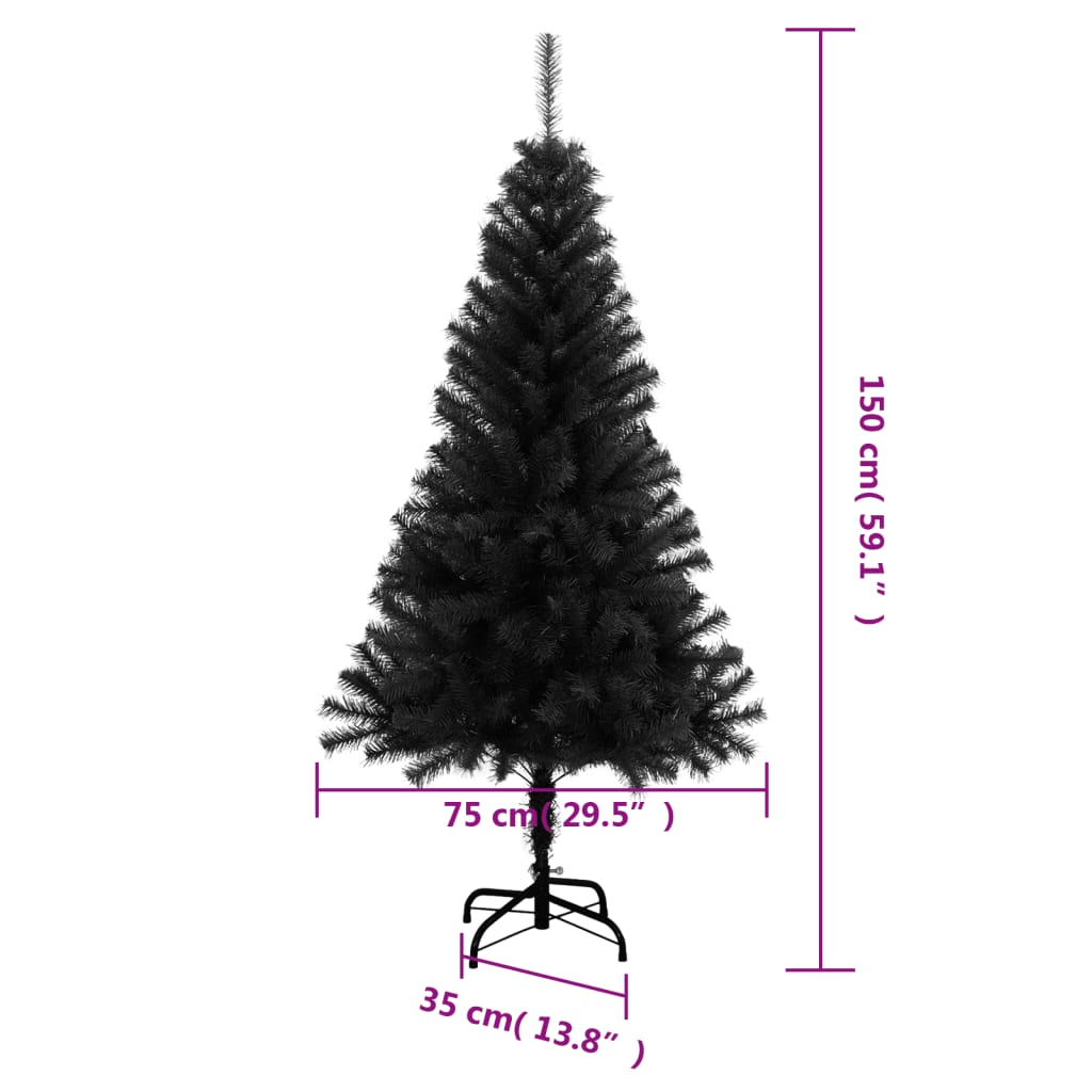 Artificial Christmas Tree with Stand Black 5 ft PVC