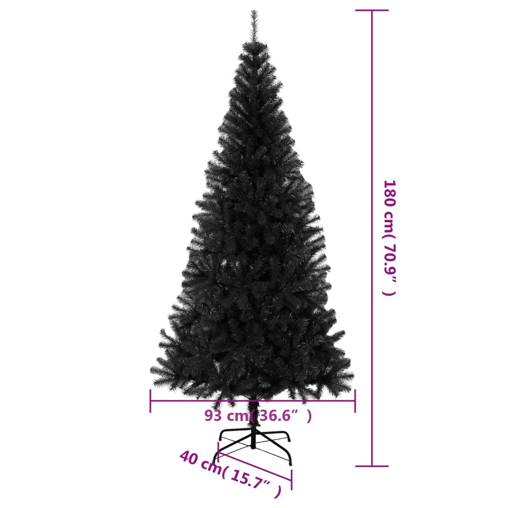 Artificial Christmas Tree with Stand Black 6 ft PVC