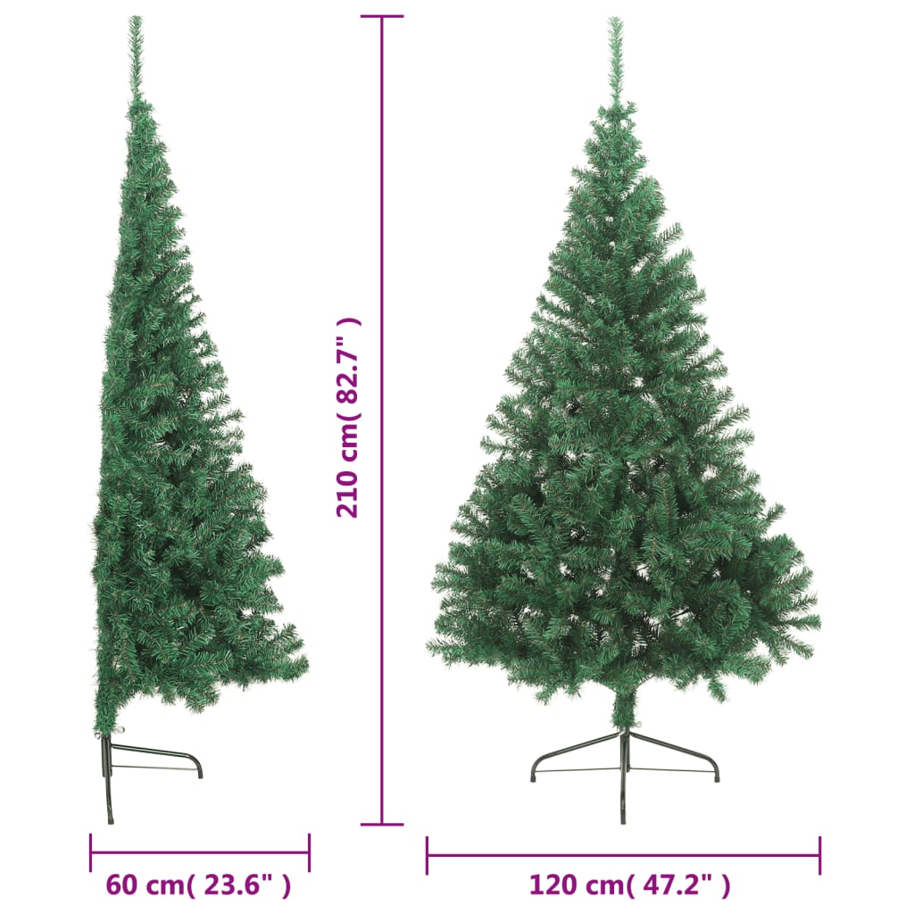 Artificial Half Christmas Tree with Stand Green 7 ft PVC