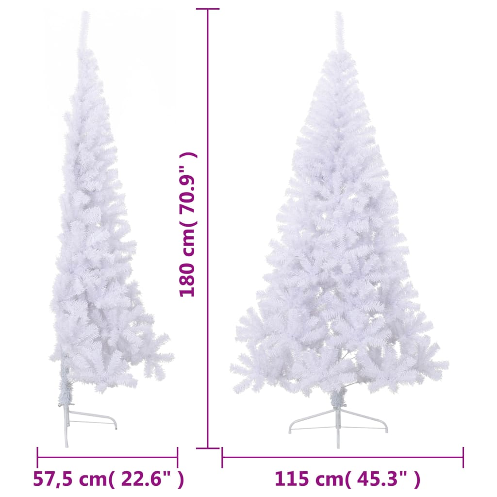 Artificial Half Christmas Tree with Stand White 6 ft PVC