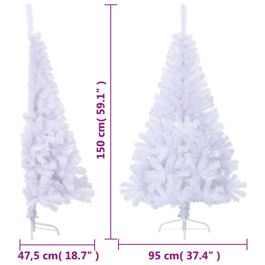 Artificial Half Christmas Tree with Stand White 5 ft PVC