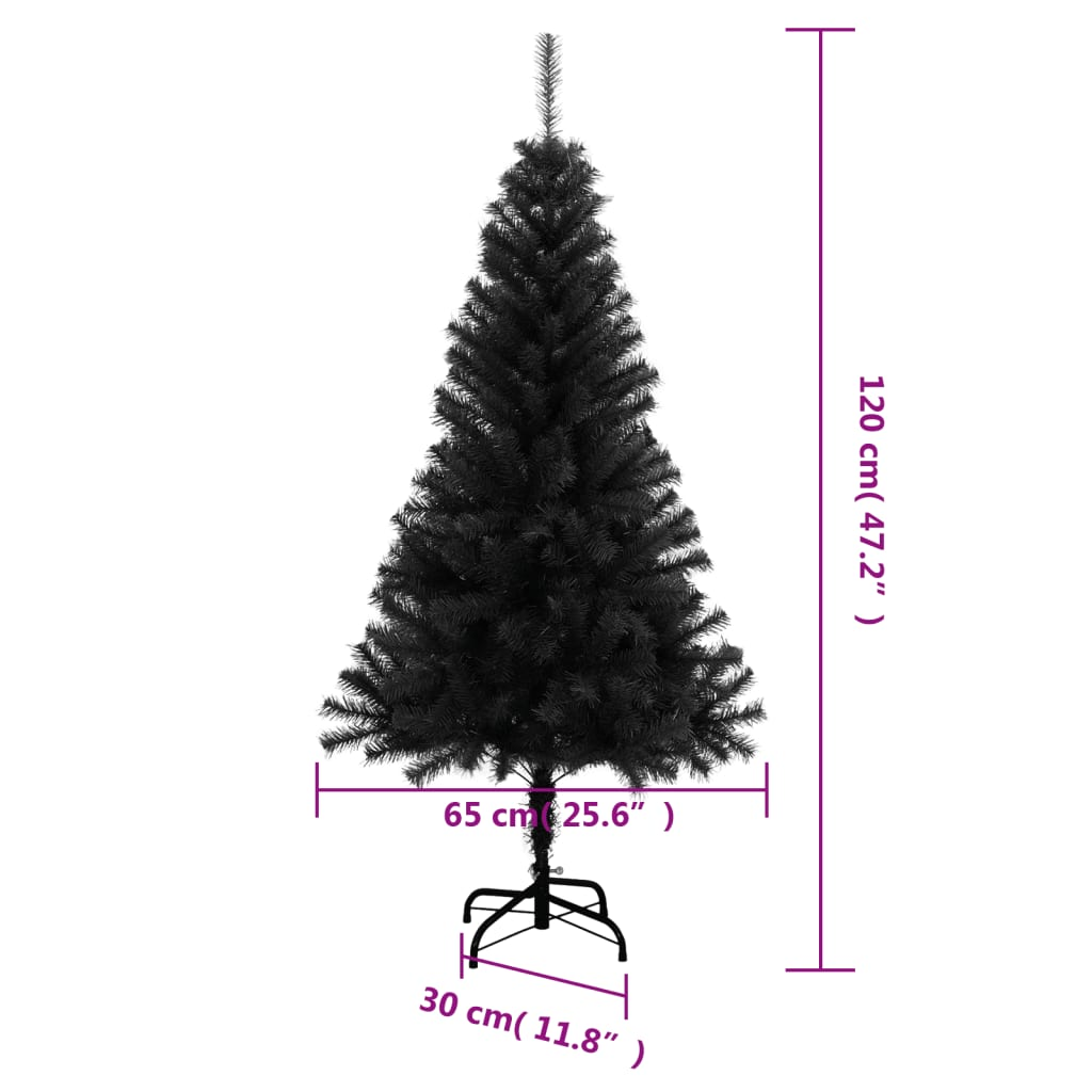 Artificial Christmas Tree with Stand Black 4 ft PVC