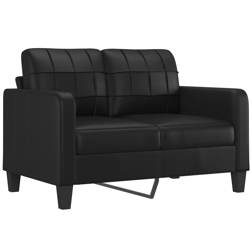 2-Seater Sofa with Throw Pillows Black 47.2" Faux Leather