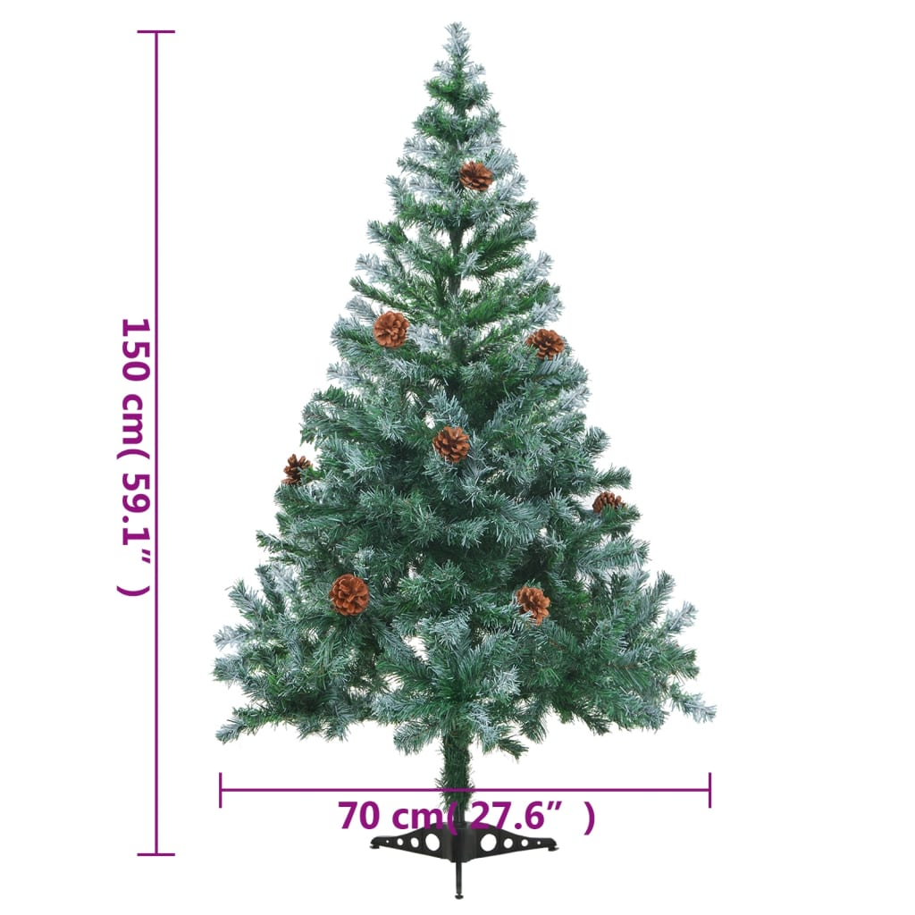 Frosted Pre-lit Christmas Tree with Pinecones 59.1"