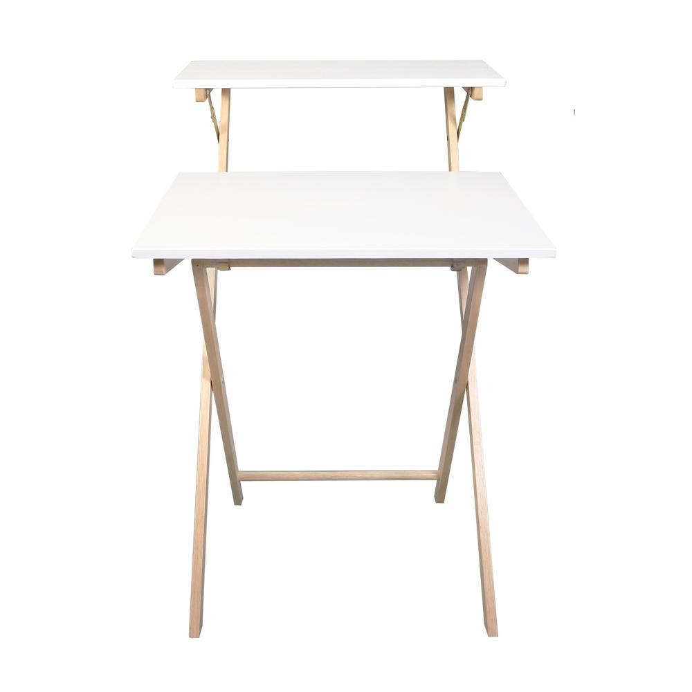 Solid Wood 2-tier Folding Laptop Working Desk