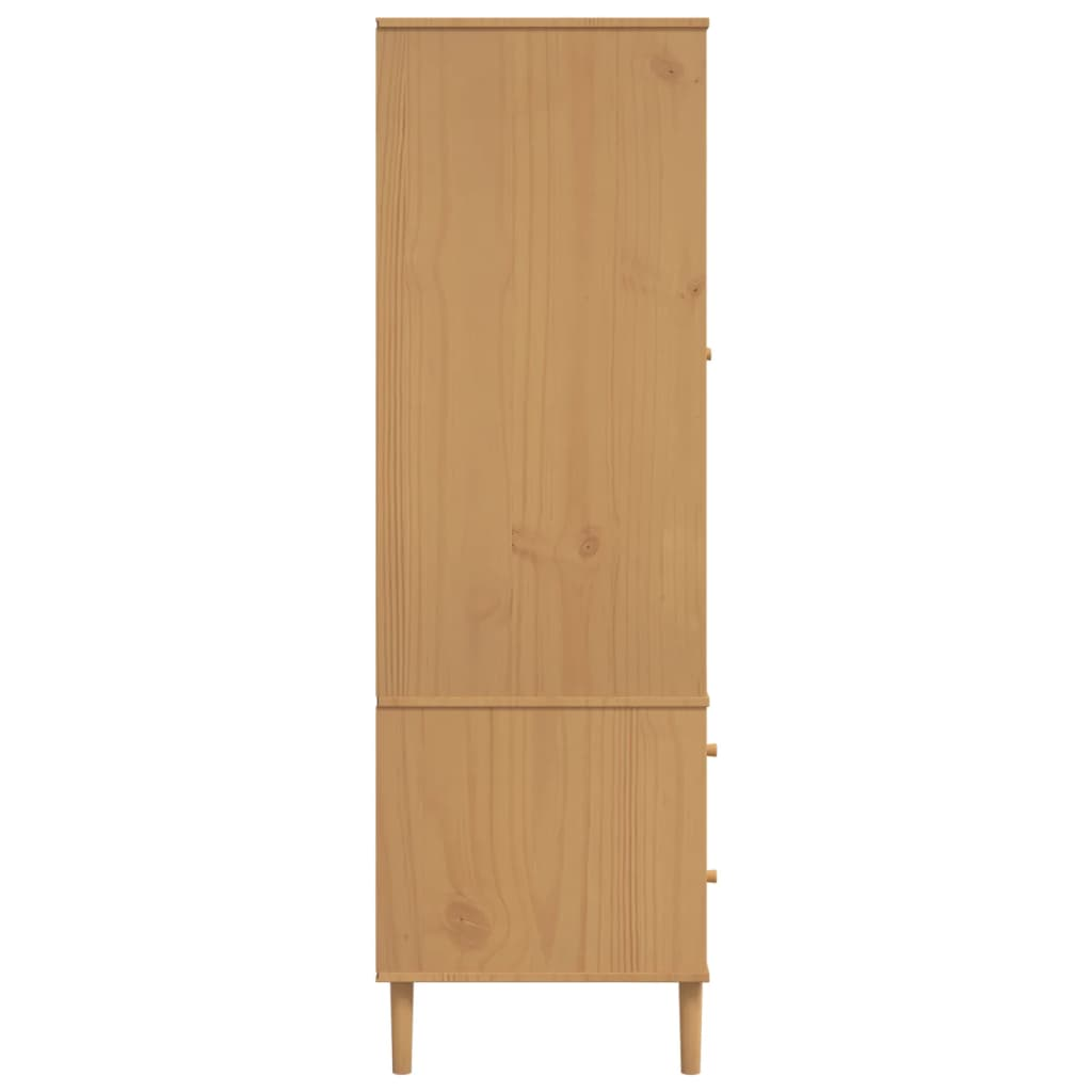 Wardrobe SENJA Rattan Look Brown 35.4"x21.7"x68.9" Solid Wood Pine