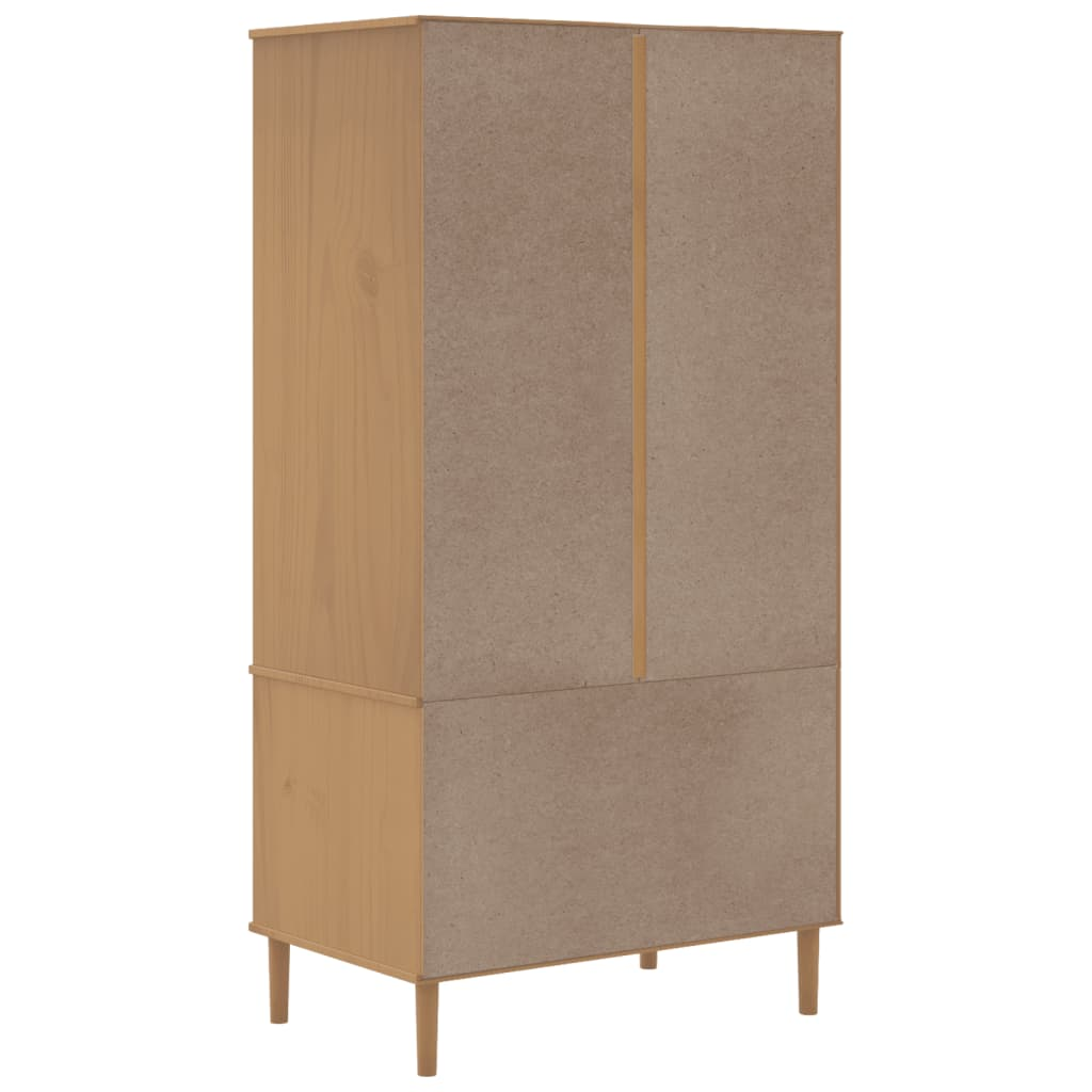 Wardrobe SENJA Rattan Look Brown 35.4"x21.7"x68.9" Solid Wood Pine