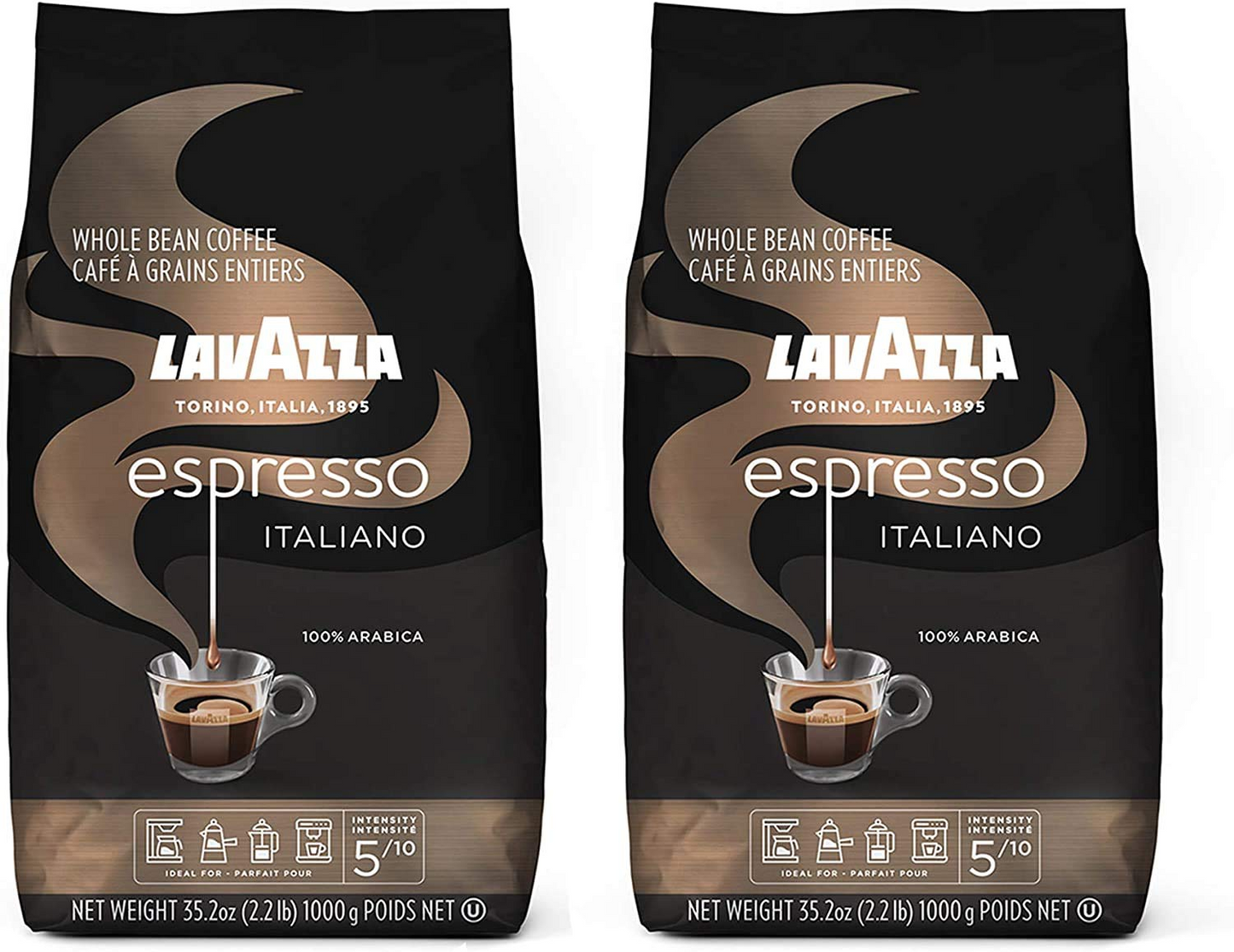 Lavazza Espresso Italiano Whole Bean Coffee Blend, Medium Roast, 2.2 Pound Bag (Packaging May Vary) Premium Quality, Non GMO, 100% Arabica, Rich bodied