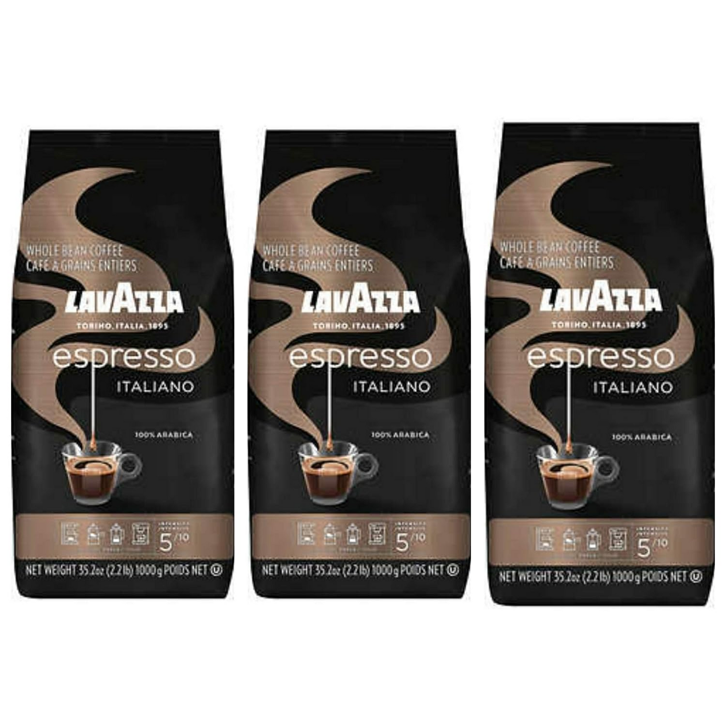 Lavazza Espresso Italiano Whole Bean Coffee Blend, Medium Roast, 2.2 Pound Bag (Packaging May Vary) Premium Quality, Non GMO, 100% Arabica, Rich bodied