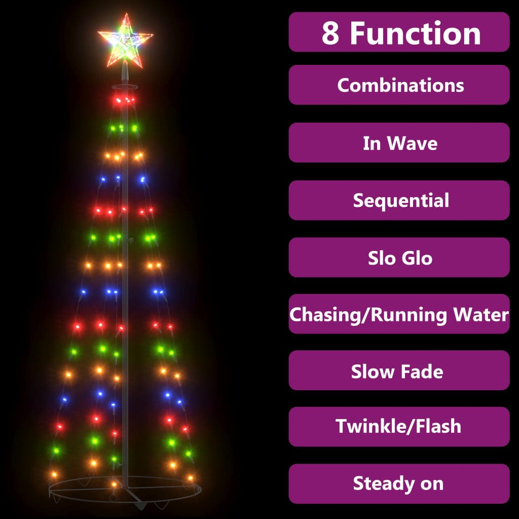 Christmas Cone Tree Colorful 84 LEDs Decoration 19.7"x59.1"