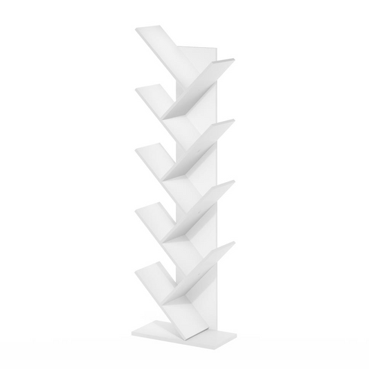 Tree Bookshelf 9-Tier Floor Standing Tree Bookcase, White