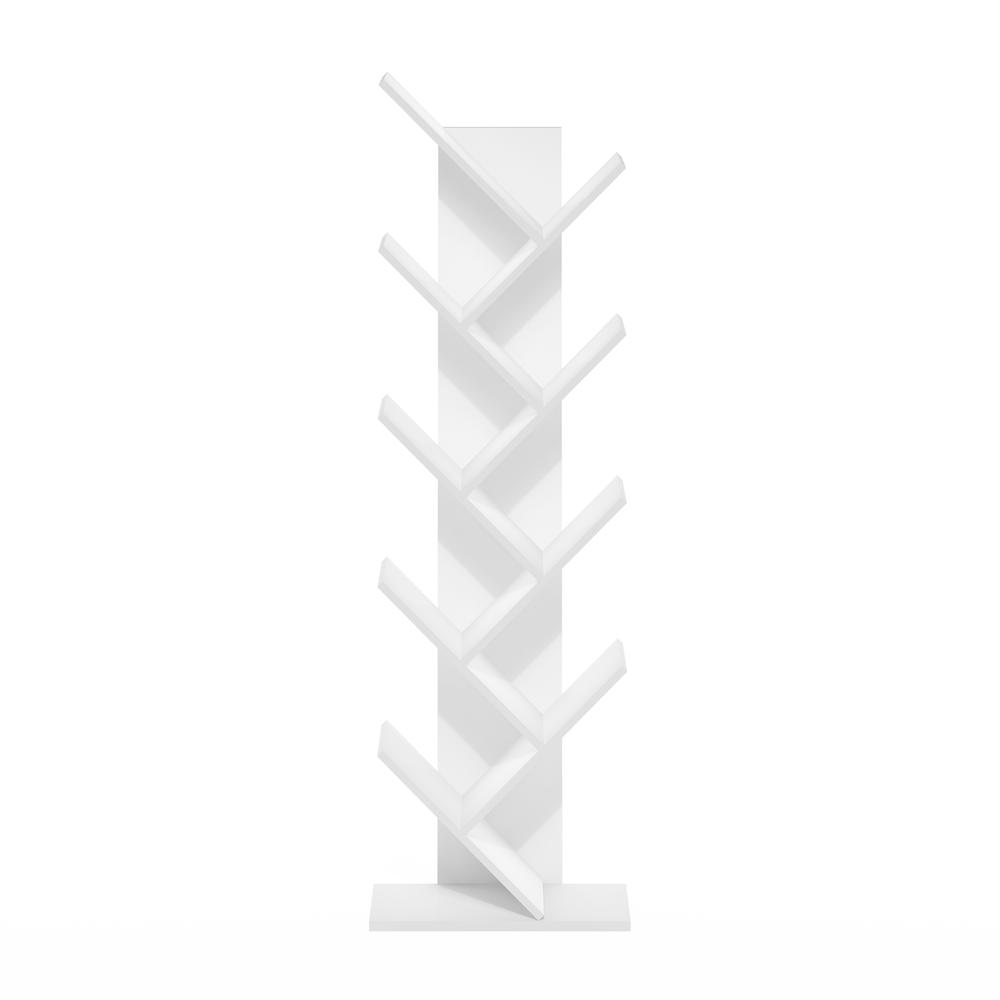 Tree Bookshelf 9-Tier Floor Standing Tree Bookcase, White