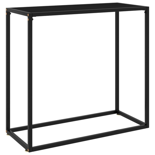 Console Table Black 31.5"x13.8"x29.5" Tempered Glass